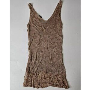 MAG Sleeveless Crochet Tank Top 100% Rayon Women's Small Brown